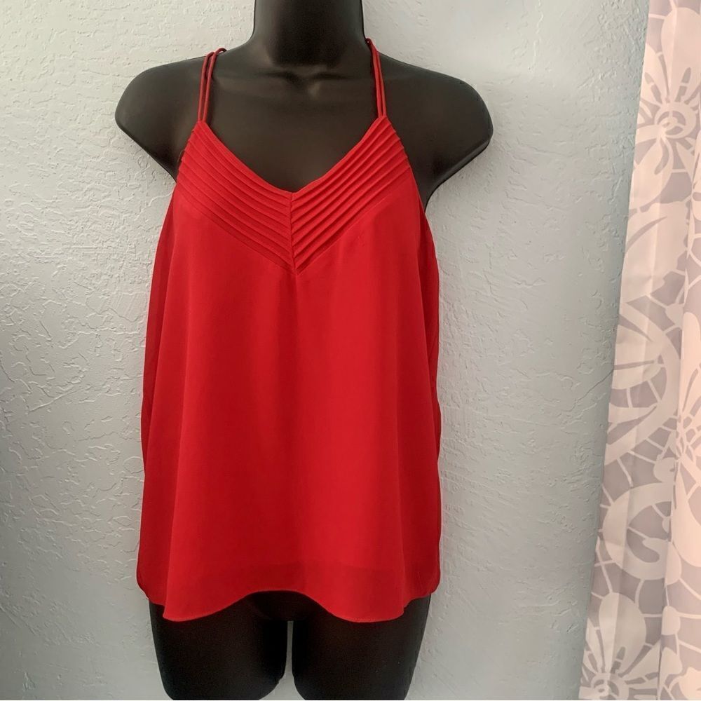 Naked Zebra Red Strappy V-Neck Tank Top Size Small